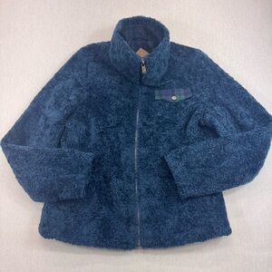 PENDLETON Sherpa Fleece Jacket Womens Medium Blue Green Full Zip Lined Warm